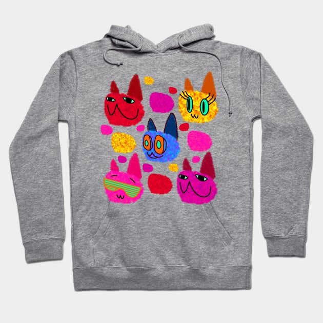 Chowlet’s Fuzzy Cats Fuzzball Five Hoodie by chowlet